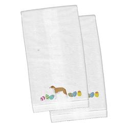 Picture of Carolines Treasures CK1679KTEMB Borzoi Easter White Embroidered Plush Hand Towel - Set of 2