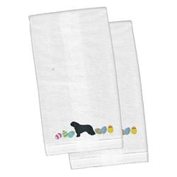 Picture of Carolines Treasures CK1689KTEMB Spanish Water Dog Easter White Embroidered Plush Hand Towel - Set of 2