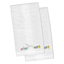 Picture of Carolines Treasures CK1694KTEMB Yellow Labrador Retriever Easter White Embroidered Plush Hand Towel - Set of 2