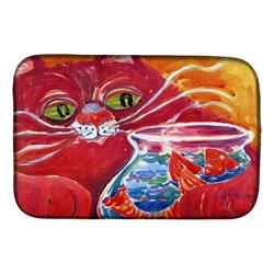 Picture of Carolines Treasures 6048DDM Big Red Cat at the Fishbowl Dish Drying Mat