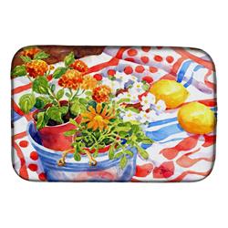 Picture of Carolines Treasures 6058DDM Flowers With a Side of Lemons Dish Drying Mat