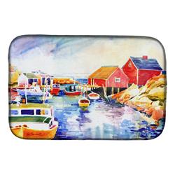 Picture of Carolines Treasures 6059DDM Boats at Harbour With a View Dish Drying Mat