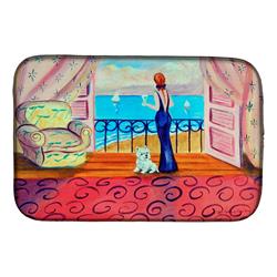 Westie With Mom & a View Dish Drying Mat