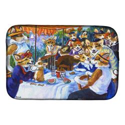 Corgi Boating Party Dish Drying Mat