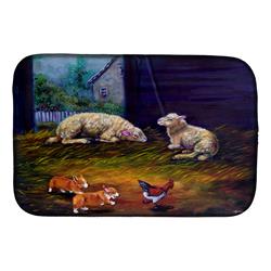 Corgi Chaos in the Barn With Sheep Dish Drying Mat