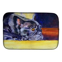 Black French Bulldog Sunny Dish Drying Mat
