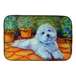 Picture of Carolines Treasures 7346DDM Bichon Frise on the Patio Dish Drying Mat