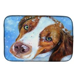 Picture of Carolines Treasures 7348DDM Snow Baby Brittany Spaniel Dish Drying Mat