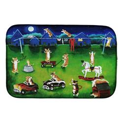 Picture of Carolines Treasures 7403DDM Corgi Backyard Circus Dish Drying Mat