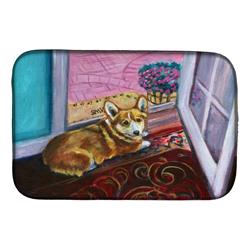 Picture of Carolines Treasures 7410DDM Corgi Watching From the Door Dish Drying Mat