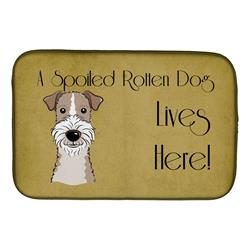Wire Haired Fox Terrier Spoiled Dog Lives Here Dish Drying Mat