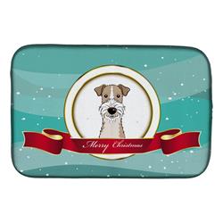 BB1557DDM Wire Haired Fox Terrier Merry Christmas Dish Drying Mat