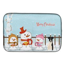 Merry Christmas Carolers Smooth Fox Terrier Dish Drying Mat