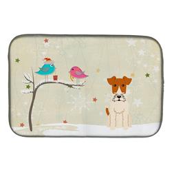 Christmas Presents Between Friends Wire Fox Terrier Dish Drying Mat