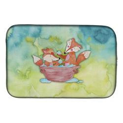 BB7350DDM Foxes Bathing Watercolor Dish Drying Mat