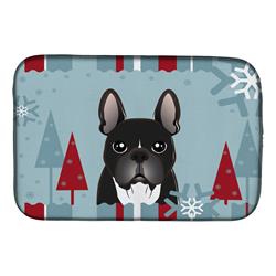 Winter Holiday French Bulldog Dish Drying Mat