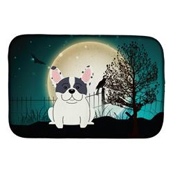 BB2201DDM Halloween Scary French Bulldog Piebald Dish Drying Mat
