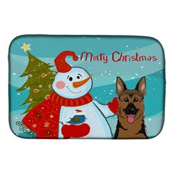 BB1831DDM Snowman With German Shepherd Dish Drying Mat