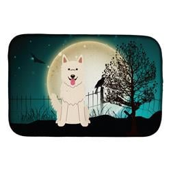 Halloween Scary White German Shepherd Dish Drying Mat