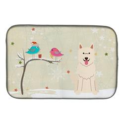 Christmas Presents Between Friends White German Shepherd Dish Drying Mat