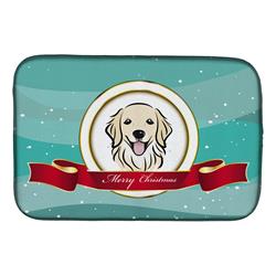 Golden Retriever Merry Christmas Dish Drying Mat
