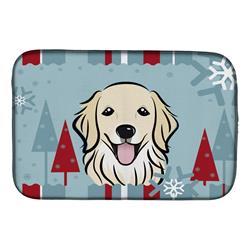 BB1701DDM Winter Holiday Golden Retriever Dish Drying Mat
