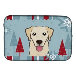 Winter Holiday Golden Retriever Dish Drying Mat