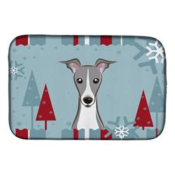 Winter Holiday Italian Greyhound Dish Drying Mat