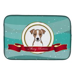 Jack Russell Terrier Merry Christmas Dish Drying Mat