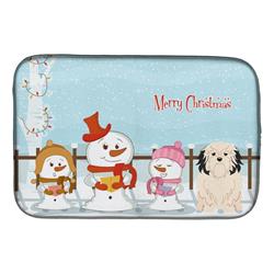Merry Christmas Carolers Lowchen Dish Drying Mat