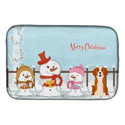 Merry Christmas Carolers English Foxhound Dish Drying Mat