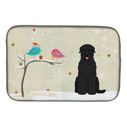 Christmas Presents Between Friends Black Russian Terrier Dish Drying Mat