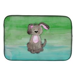 Dog Teal & Green Watercolor Dish Drying Mat