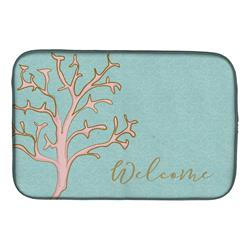 Coral Welcome Dish Drying Mat