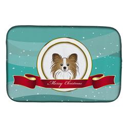 Papillon Merry Christmas Dish Drying Mat