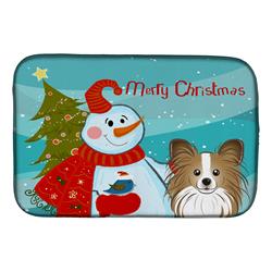 BB1868DDM Snowman With Papillon Dish Drying Mat