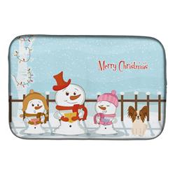 BB2409DDM Merry Christmas Carolers Papillon Red White Dish Drying Mat