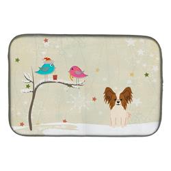 Christmas Presents Between Friends Papillon Red White Dish Drying Mat