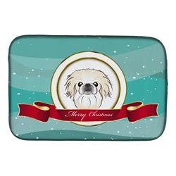 Pekingese Merry Christmas Dish Drying Mat