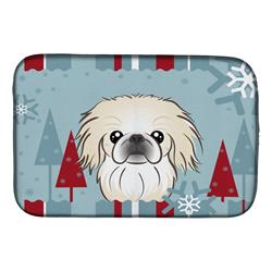 Winter Holiday Pekingese Dish Drying Mat