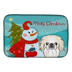 BB1841DDM Snowman With Pekingese Dish Drying Mat