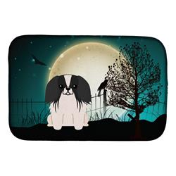 Halloween Scary Pekingnese Black & White Dish Drying Mat
