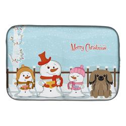 BB2433DDM Merry Christmas Carolers Pekingnese Tan Dish Drying Mat