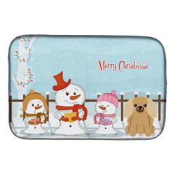 Merry Christmas Carolers Pekingnese Fawn Sable Dish Drying Mat
