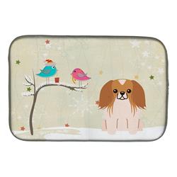 Christmas Presents Between Friends Pekingnese Red White Dish Drying Mat