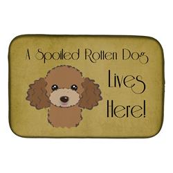 Chocolate Brown Poodle Spoiled Dog Lives Here Dish Drying Mat