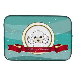 BB1567DDM White Poodle Merry Christmas Dish Drying Mat