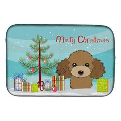 Christmas Tree & Chocolate Brown Poodle Dish Drying Mat