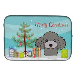 Christmas Tree & Silver Gray Poodle Dish Drying Mat