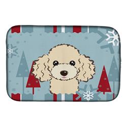 BB1754DDM Winter Holiday Buff Poodle Dish Drying Mat